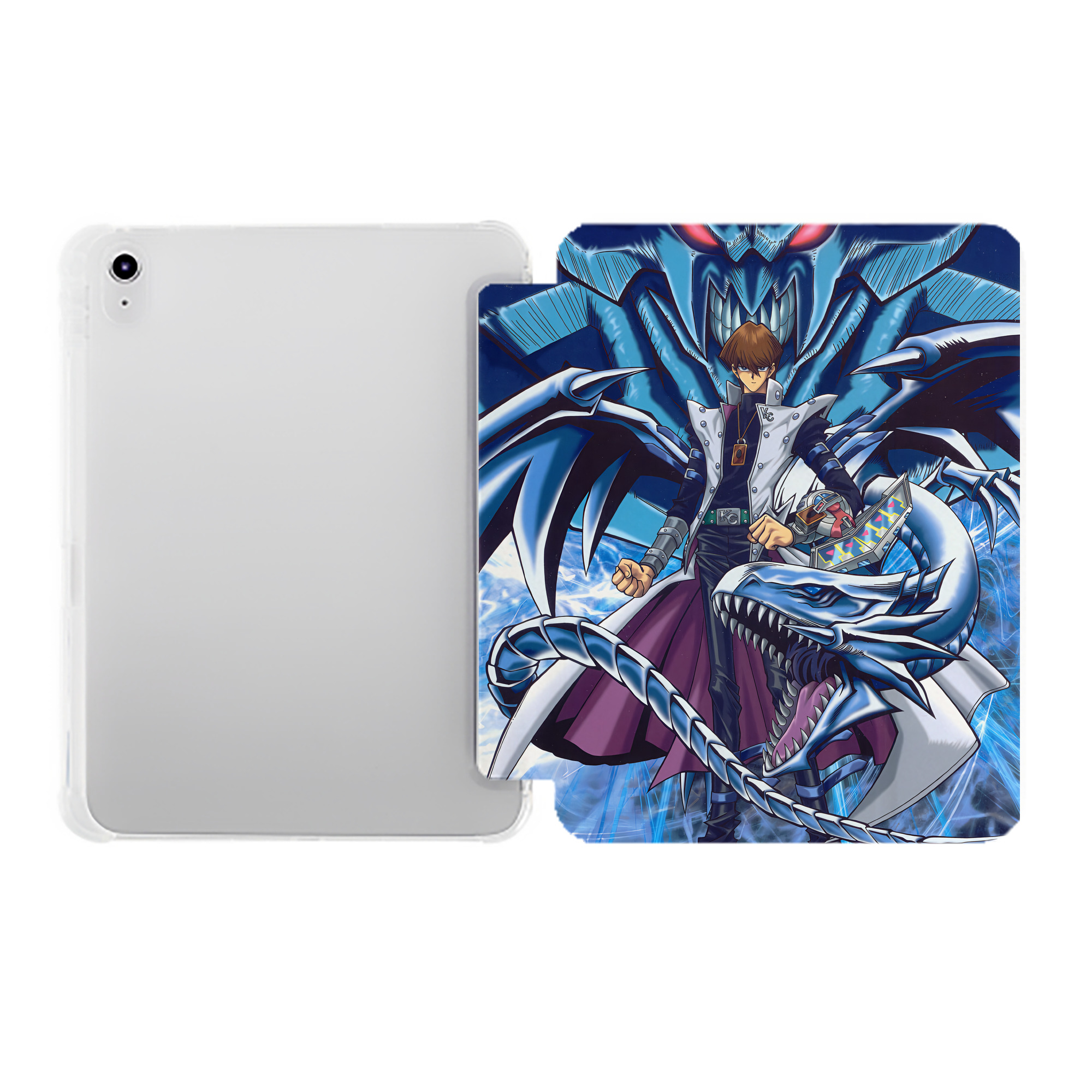 （画像用） 遊☆戯☆王 Yu-Gi-Oh! IPad ケース ペン収納付き 三つ折りスタンド PUレザー×シリコン 対応機種9.5/10.5/10.9インチ
